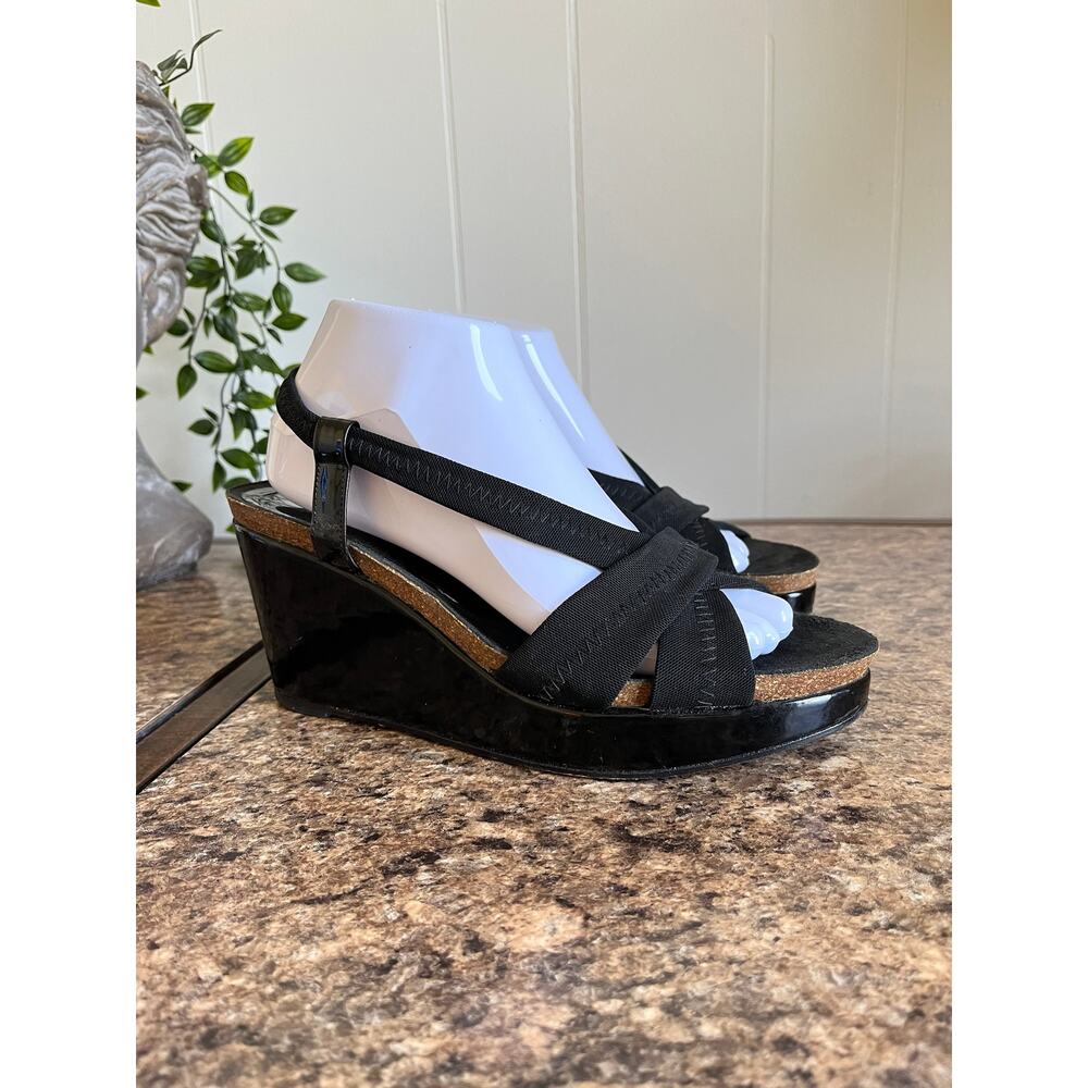 Donald J Pliner Black Wedge Strappy‎ Espadrilles Sandals 9.5 M Made in Spain